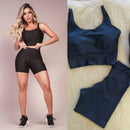 Conjunto Fitness Short e Cropped Academia Cintura Alta
