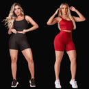 Conjunto Fitness Short e Cropped Academia Cintura Alta