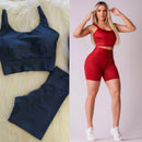 Conjunto Fitness Short e Cropped Academia Cintura Alta