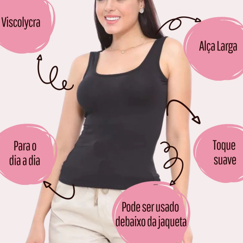 Regata Feminina com botões 100% algodão