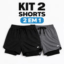 KIT 2 Shorts 2 em 1 Duplo Com Bolso Interno